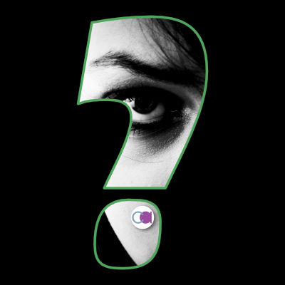eye peering through question mark shape